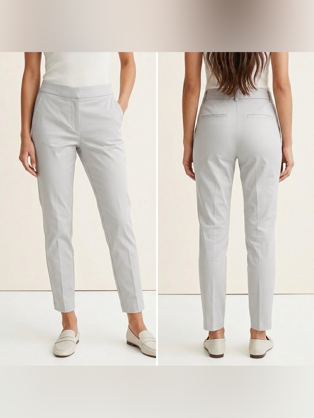 H&M Women's Pluto RW Ankle-Length Light Gray Slacks Pants Size 4
